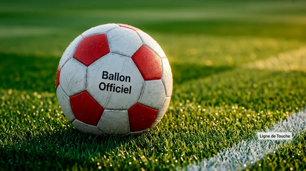 Ballon de football posé sur la pelouse d'un stade de Ligue 1 avant le coup d'envoi