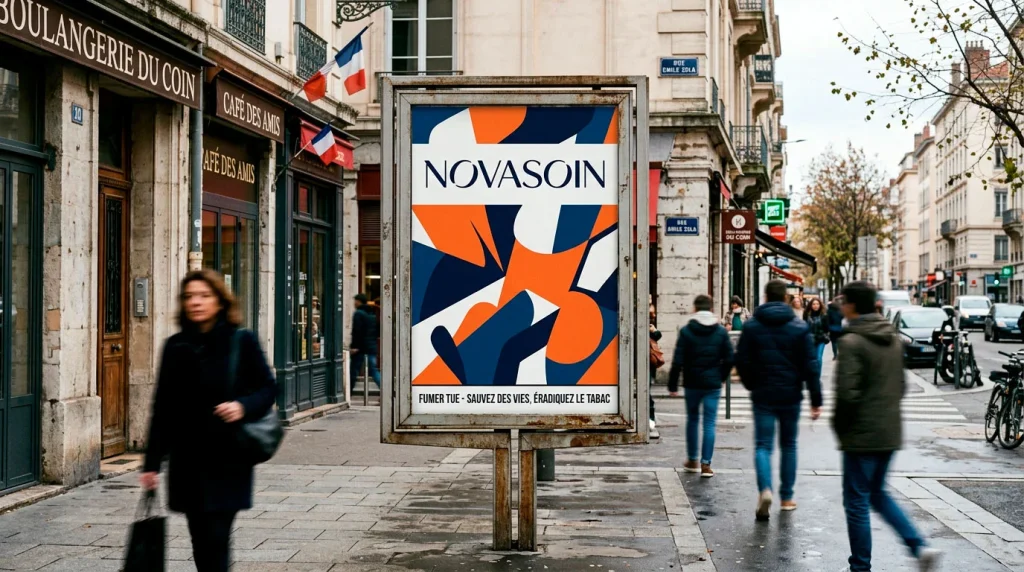 Panneau d'affichage publicitaire urbain présentant une publicité de paris sportifs avec la mention sanitaire visible en bas