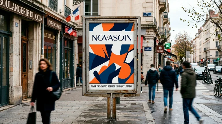 Panneau d'affichage publicitaire urbain présentant une publicité de paris sportifs avec la mention sanitaire visible en bas